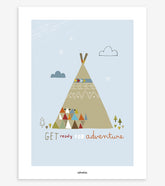 LITTLE INDIANS - Affiche enfant - Tipi (bleu)